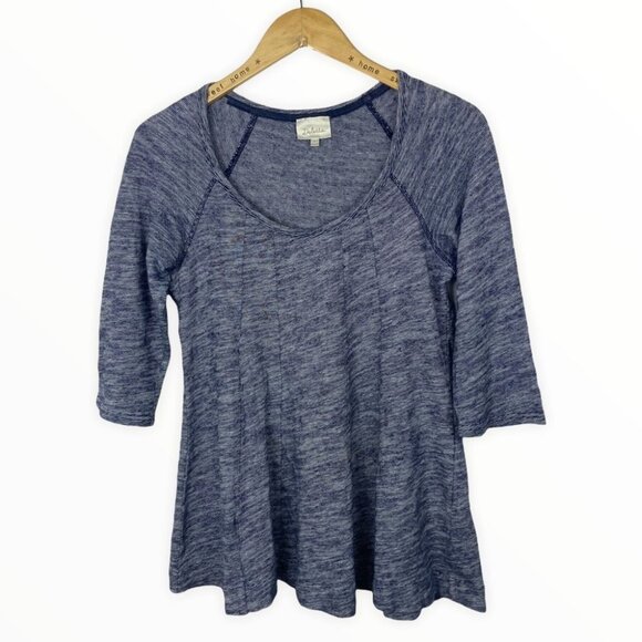 Anthropologie Deletta Pathed Seams Swing Top Heathered Grey Blue Size Medium M - Picture 2 of 10